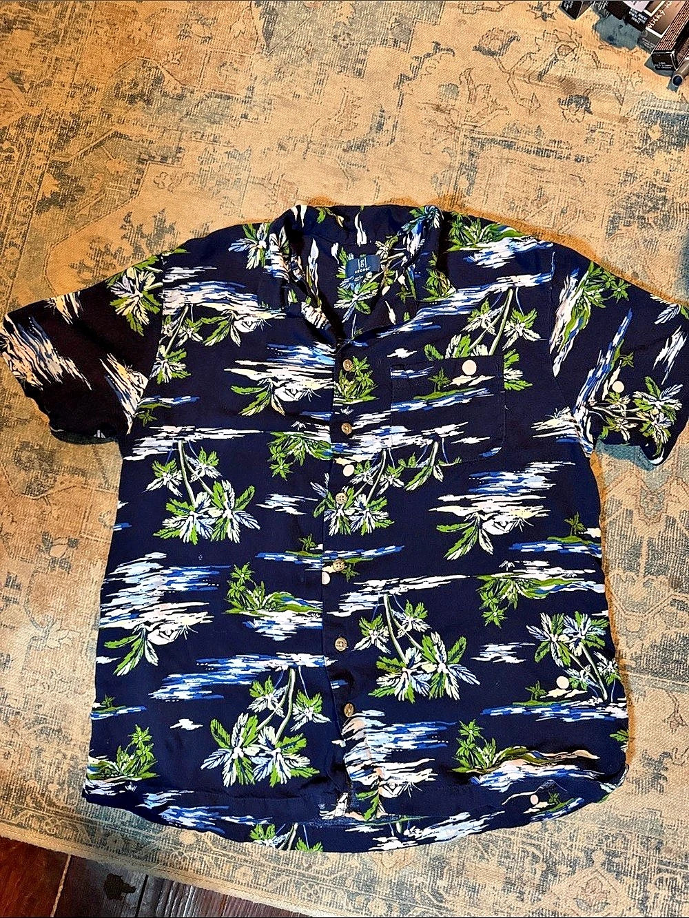George Men's Abstract Button Down in Black & Blue Size Medium Like
